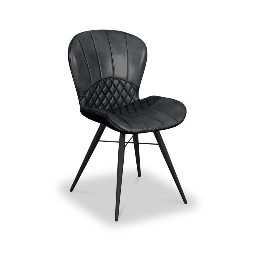 2 x Amory Grey Leather Dining Chair-4