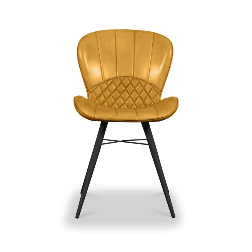 2 x Amory Mustard Leather Dining Chair-2