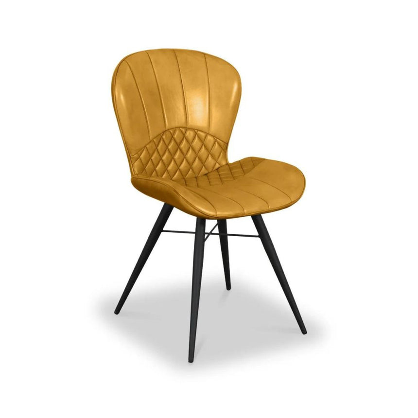 2 x Amory Mustard Leather Dining Chair-4