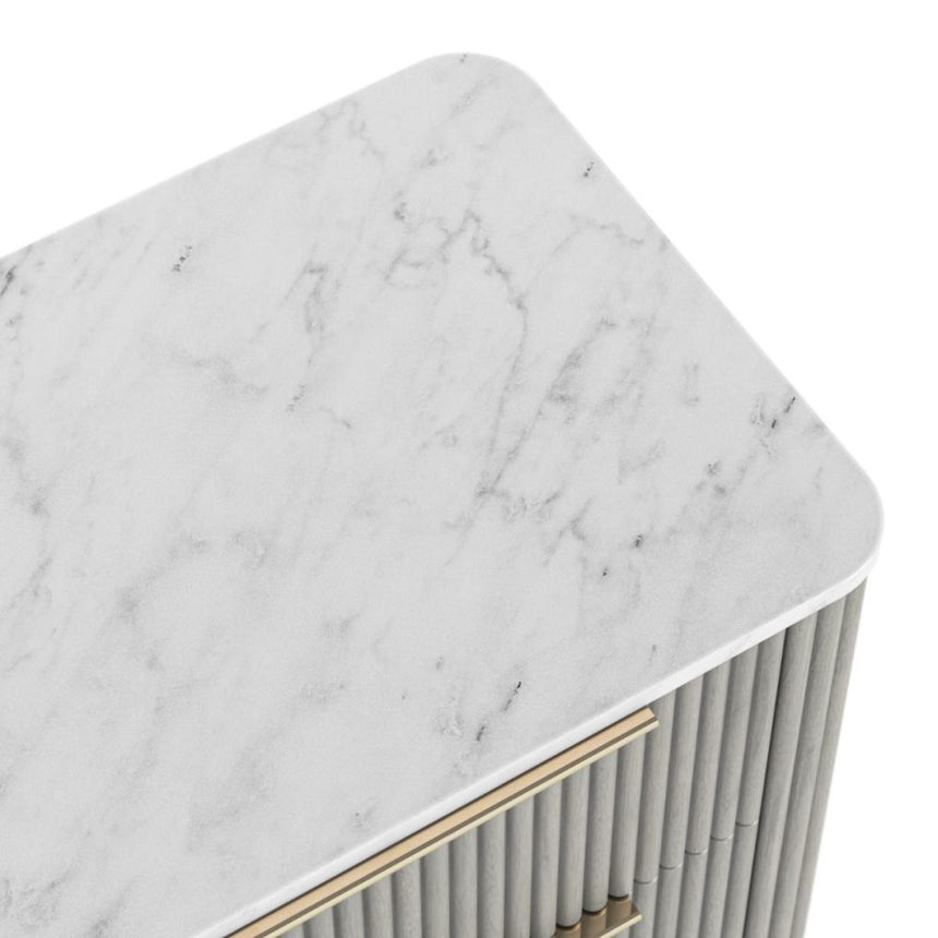 Isabella Grey 6 Drawer Fluted Chest with White Marble Top-4