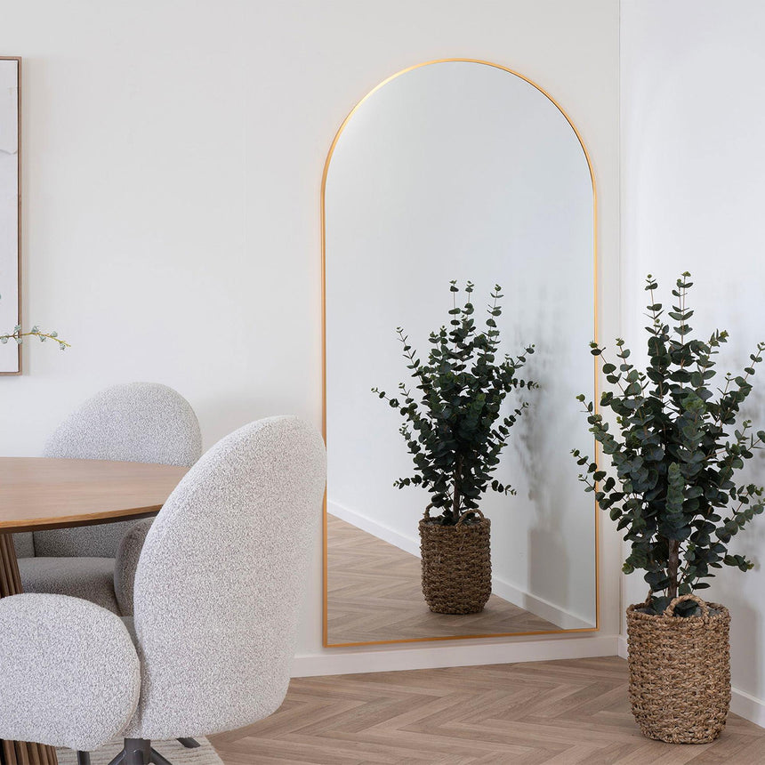 Madrid Brass Arch Floor Standing Mirror - 90cm x 180cm-3