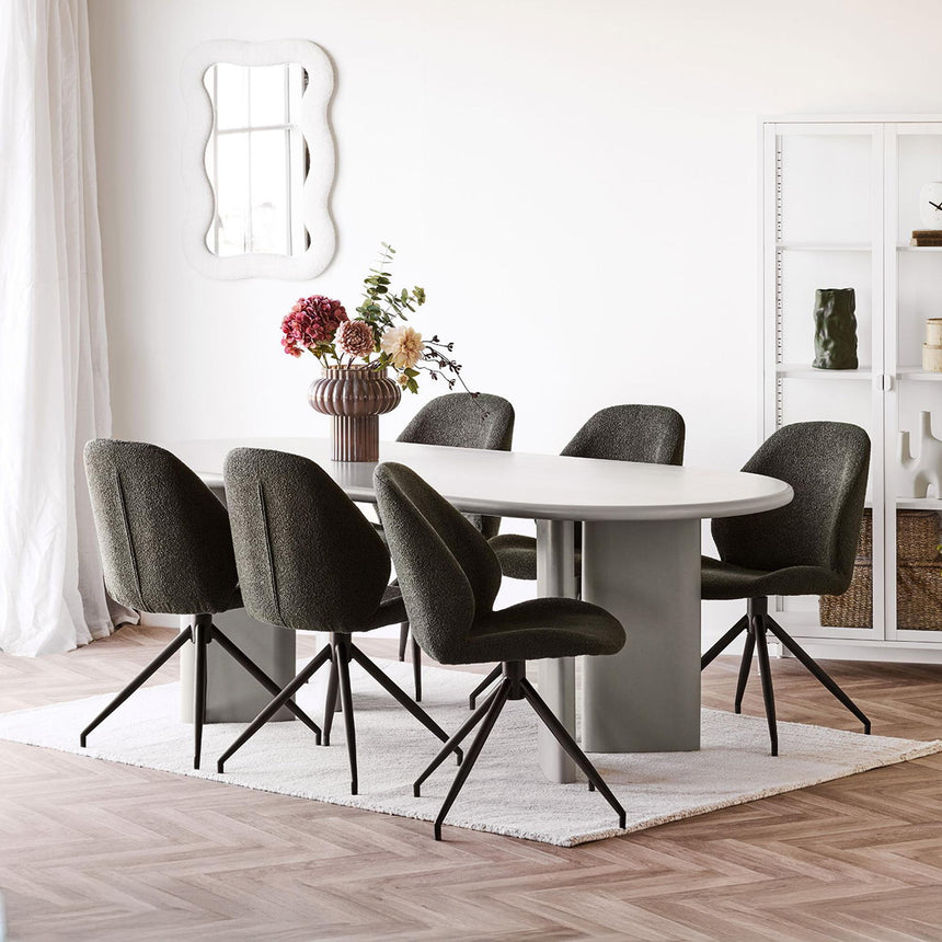 Nagano Concrete Effect 8 Seater Oval Double Pedestal Dining Table - 220cm-4