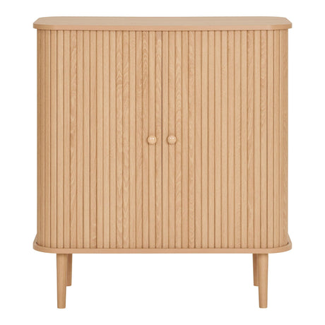 Nikko Pine Wood Fluted Curved 2 Door Small Sideboard - 80cm-2