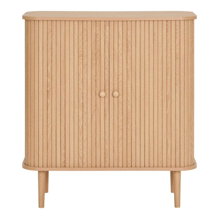 Nikko Pine Wood Fluted Curved 2 Door Small Sideboard - 80cm-2