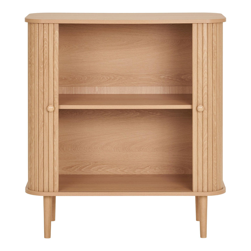 Nikko Pine Wood Fluted Curved 2 Door Small Sideboard - 80cm-3