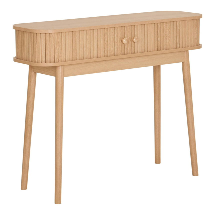 Nikko Pine Wood Fluted Curved Console Table-4