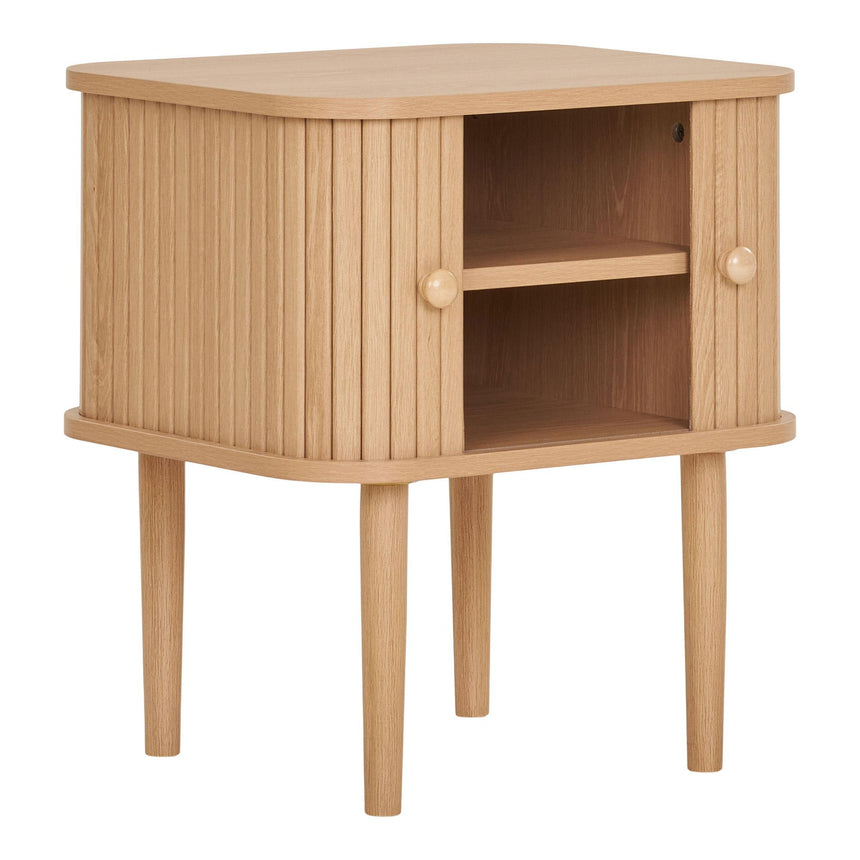 Nikko Pine Wood Fluted Curved Side Table-5