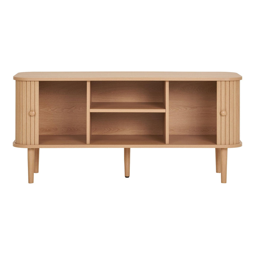 Nikko Pine Wood Fluted Curved Storage TV Unit-2