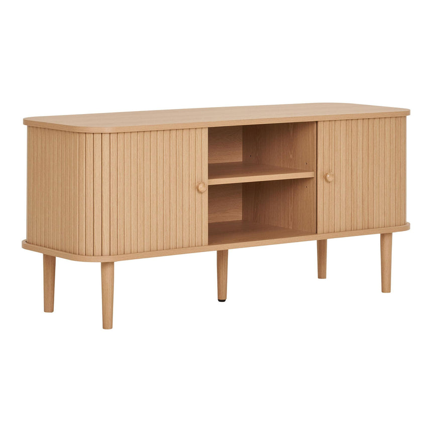 Nikko Pine Wood Fluted Curved Storage TV Unit-3