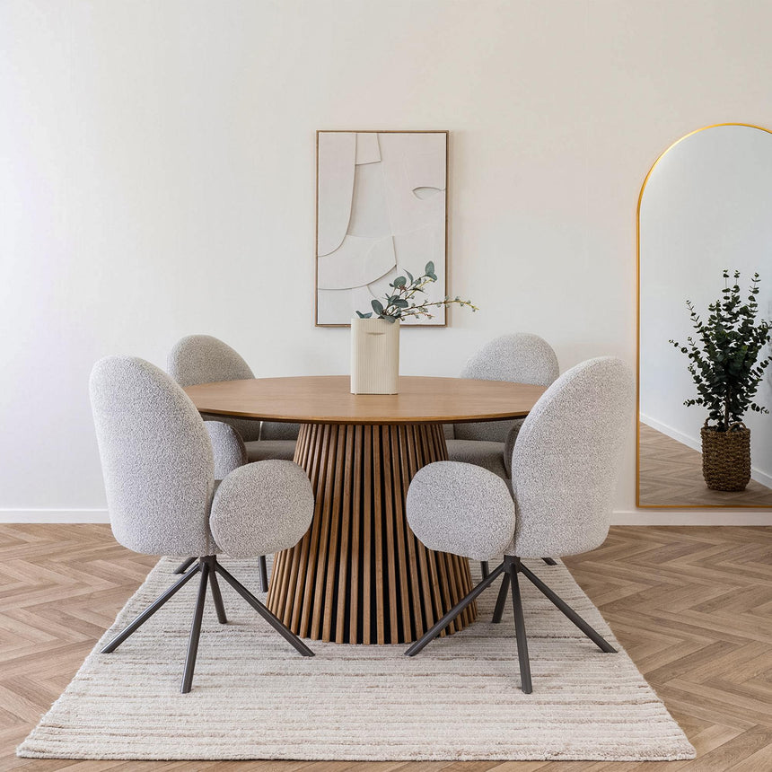 Osaka Oak 6 Seater Round Dining Table with Slatted Base-4