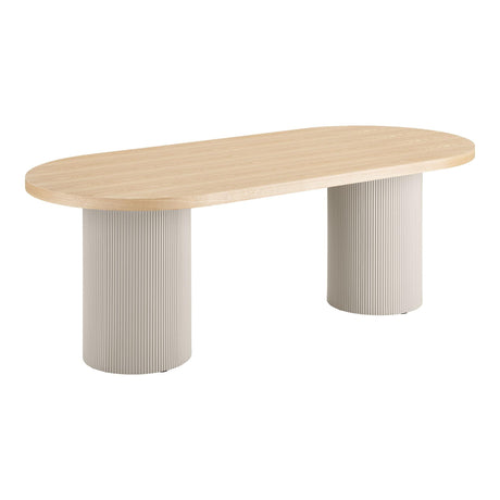 Solva Natural Wood 8 Seater Oval Double Pedestal Dining Table - 220cm-2