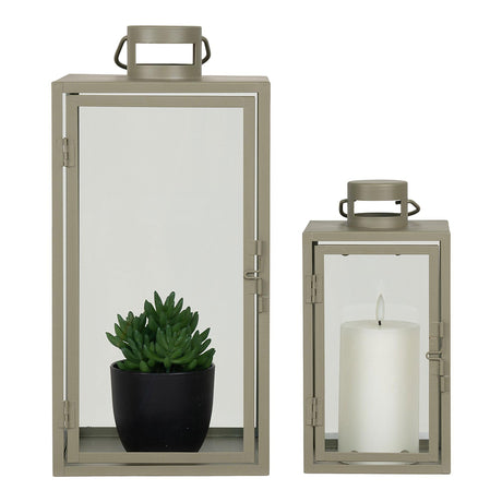 Corfu Green Steel Lanterns (Set of 2)-2