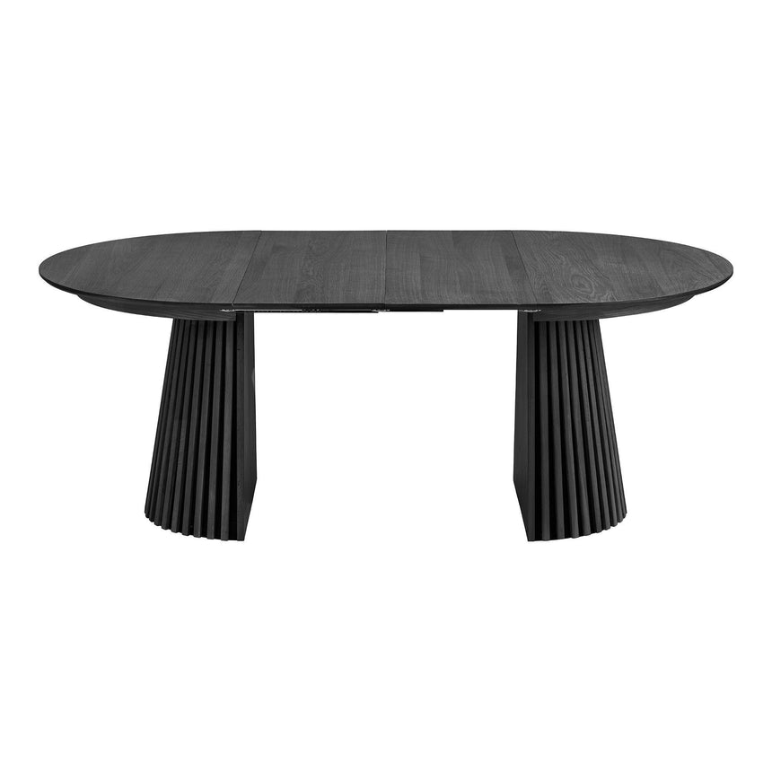 Osaka Black Oak 4-8 Seater Round Extending Dining Table with Slatted Base-2