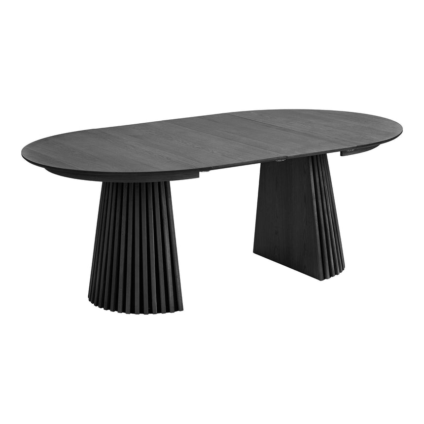 Osaka Black Oak 4-8 Seater Round Extending Dining Table with Slatted Base-3