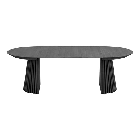 Osaka Black Oak 4-8 Seater Round Extending Dining Table with Slatted Base-2