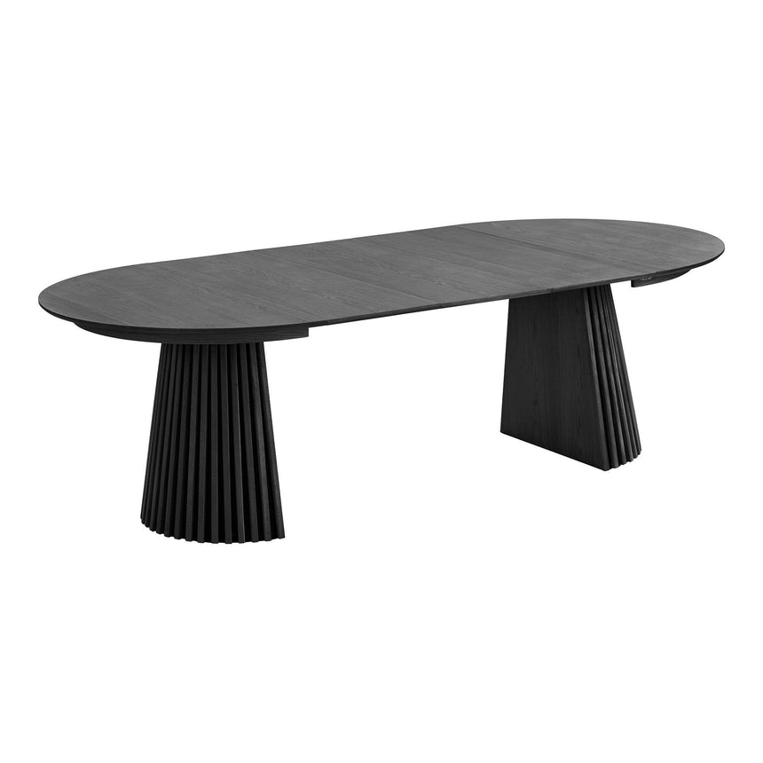 Osaka Black Oak 4-10 Seater Round Extending Dining Table with Slatted Base-3
