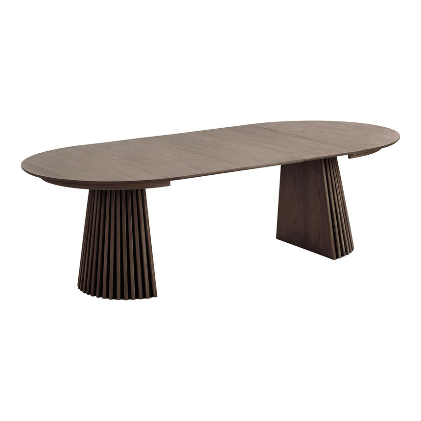 Osaka Smoked Oak 4-10 Seater Round Extending Dining Table with Slatted Base-3