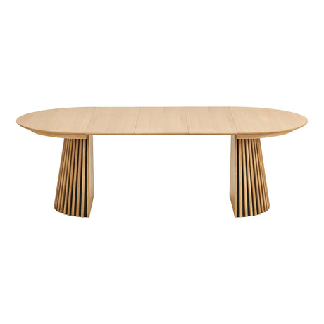 Osaka Oak 4-8 Seater Round Extending Dining Table with Slatted Base-2