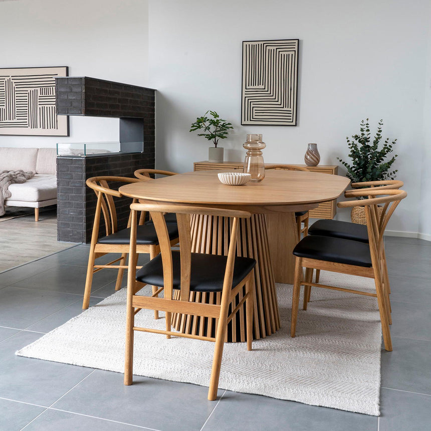 Osaka Oak 4-8 Seater Round Extending Dining Table with Slatted Base-6