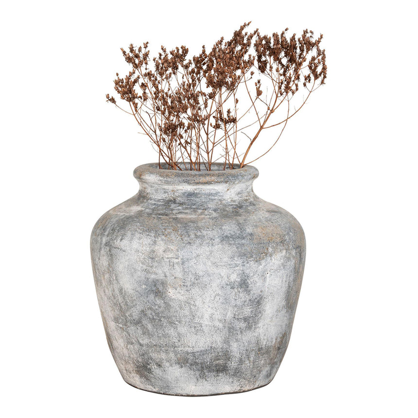 Santo Antique Light Grey Terracotta Decoration Vase-2
