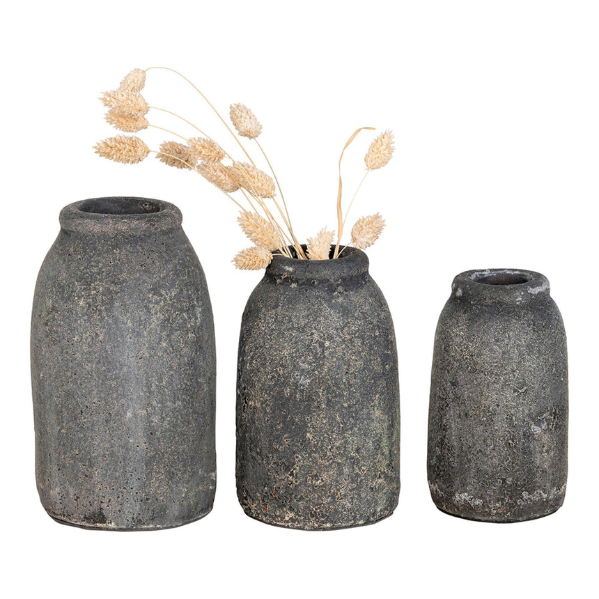 Velas Terracotta Antique Light Grey Vase (Set of 3)-2