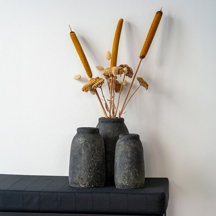 Velas Terracotta Antique Light Grey Vase (Set of 3)-3