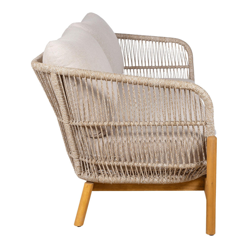 Terracina Beige Rope 2 Seater Garden Lounge Sofa-3