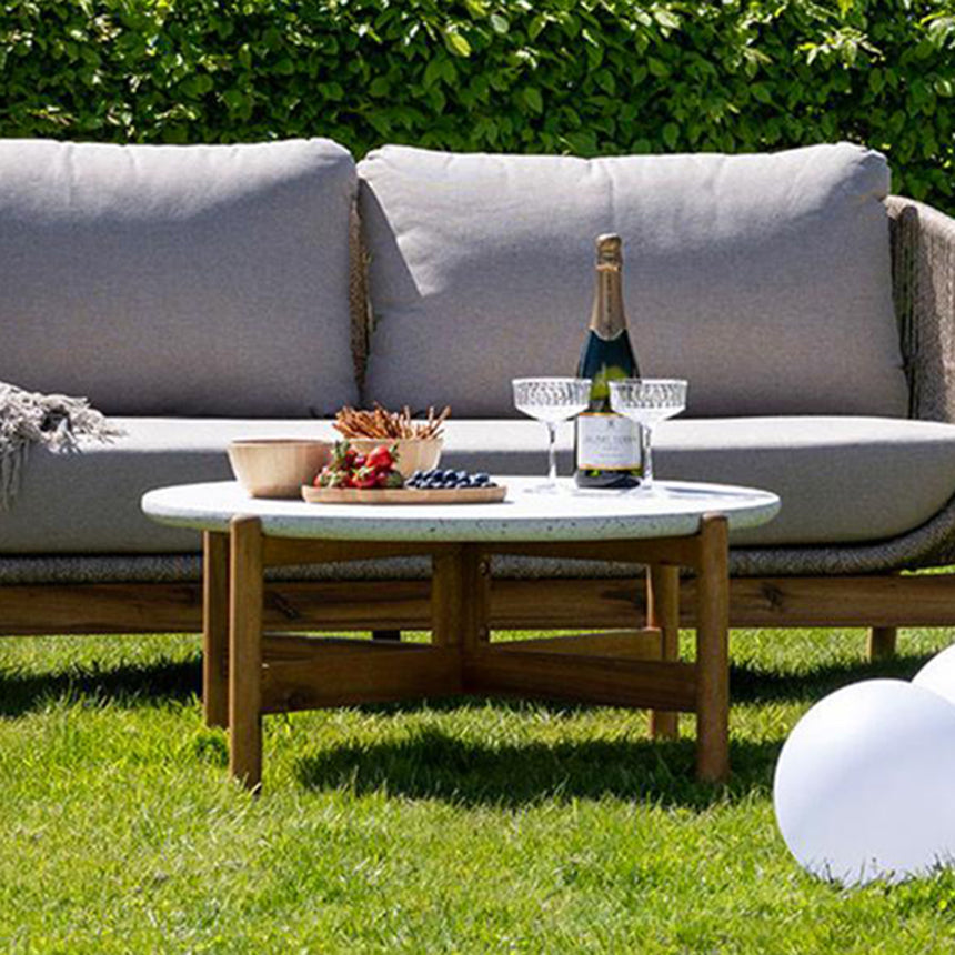 Terracina White Concrete Top Round Garden Coffee Table
