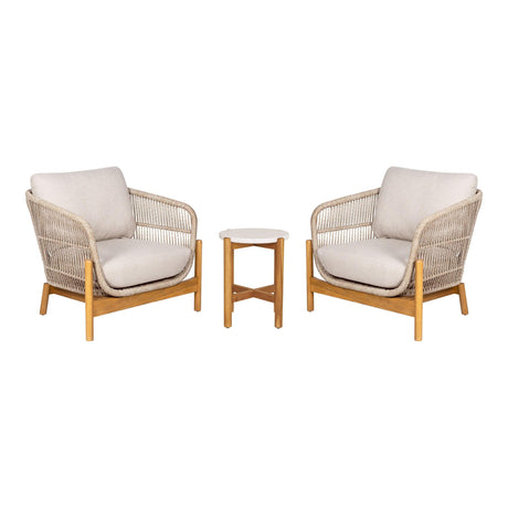 Terracina Beige Rope 2 Seater Round Garden Bistro Set-2