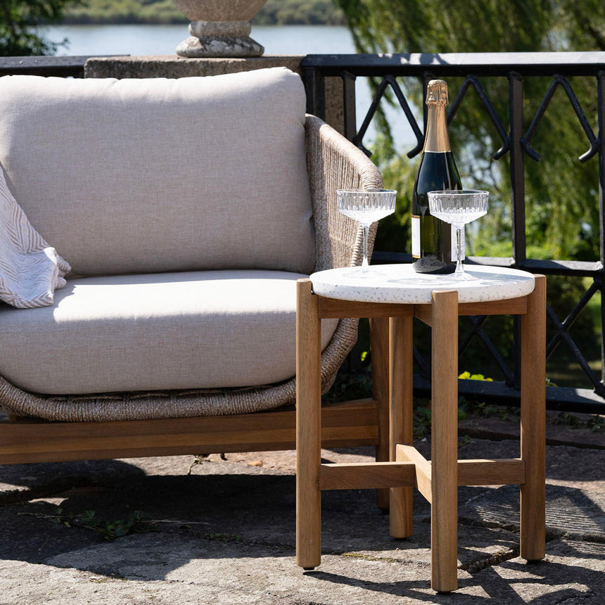 Terracina Beige Rope 2 Seater Round Garden Bistro Set-3