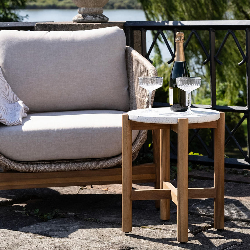 Terracina White Concrete Top Round Garden Side Table-5