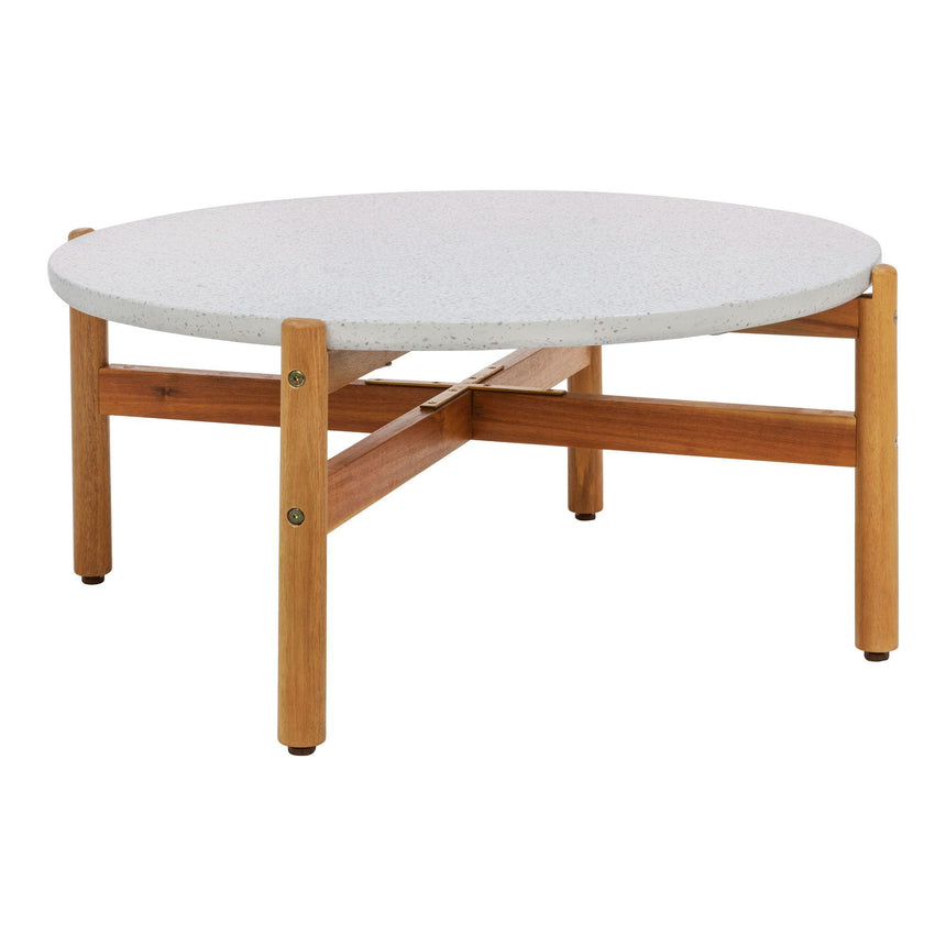 Terracina White Concrete Top Round Garden Coffee Table-2