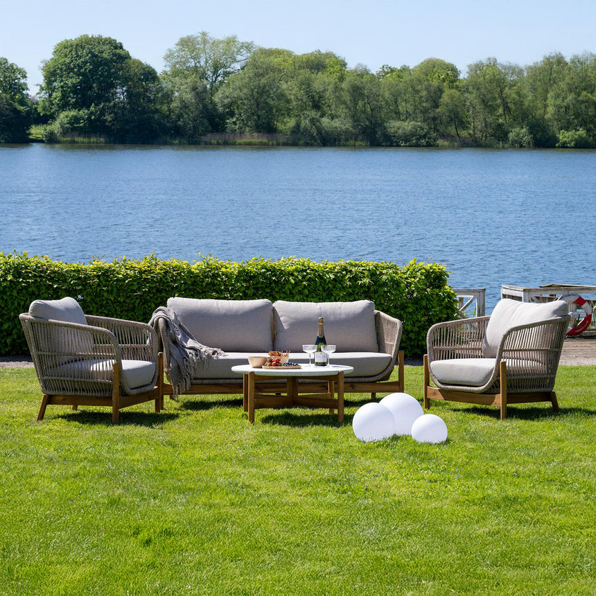 Terracina White Concrete Top Round Garden Coffee Table-5