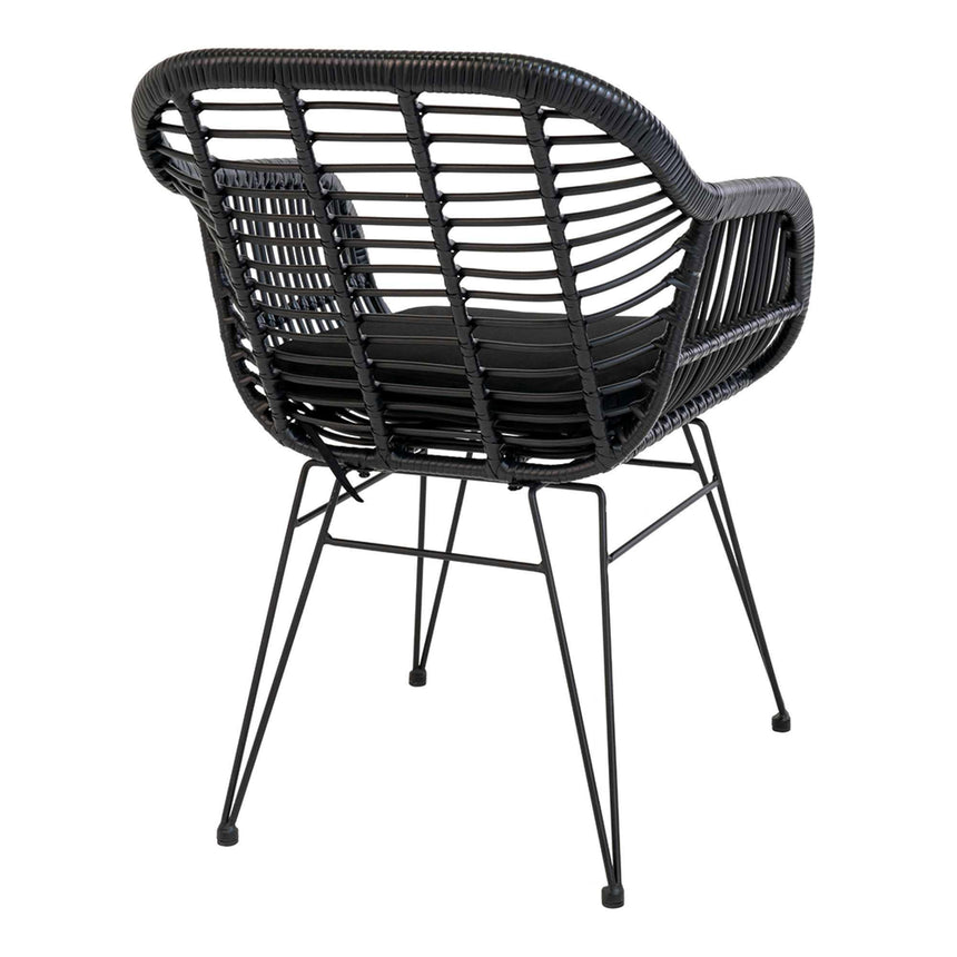 2 x Trieste Black Rattan Garden Dining Armchair-5