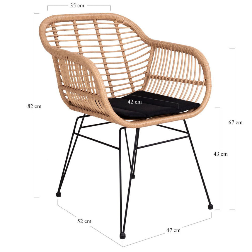 2 x Trieste Rattan Garden Dining Armchair-9