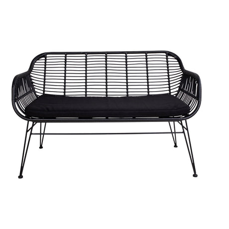 Trieste Black Rattan 2 Seater Garden Sofa-2