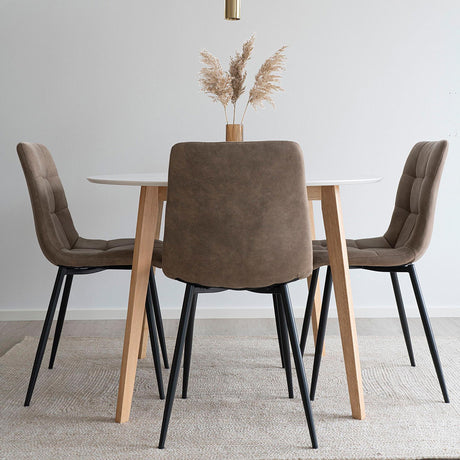 Vojens White 4 Seater Round Dining Table - 105cm-4