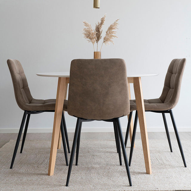 Vojens White 4 Seater Round Dining Table - 105cm-4