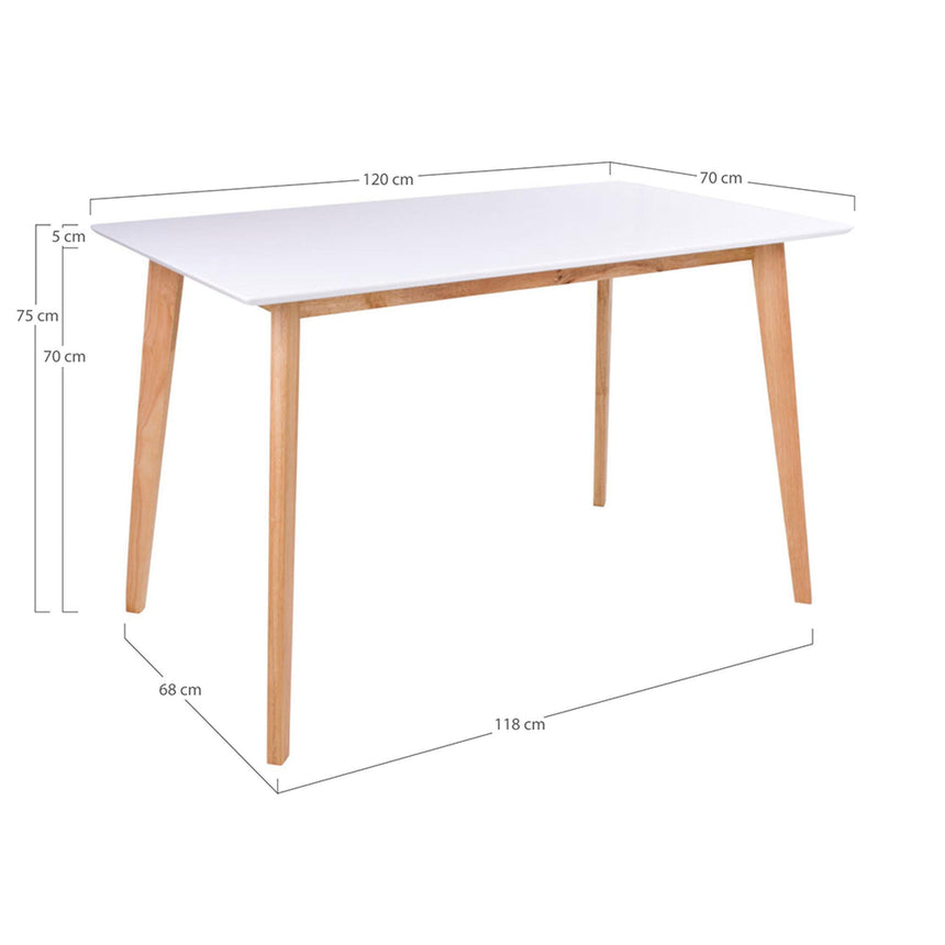 Vojens White 4 Seater Dining Table - 120cm-7