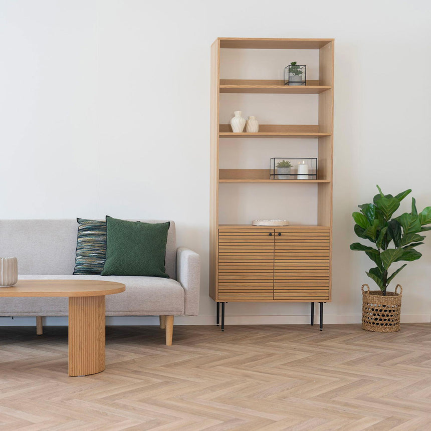 Kyoto Oak Bookcase with Cupboard-2