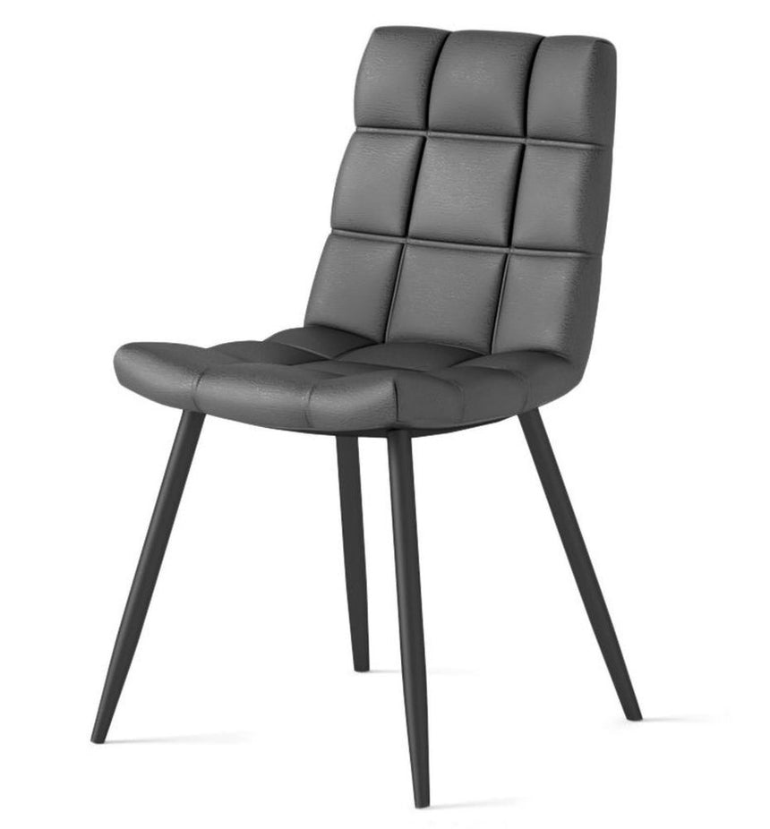 2 x Soho Hudson Dark Grey Faux Leather Dining Chair-2