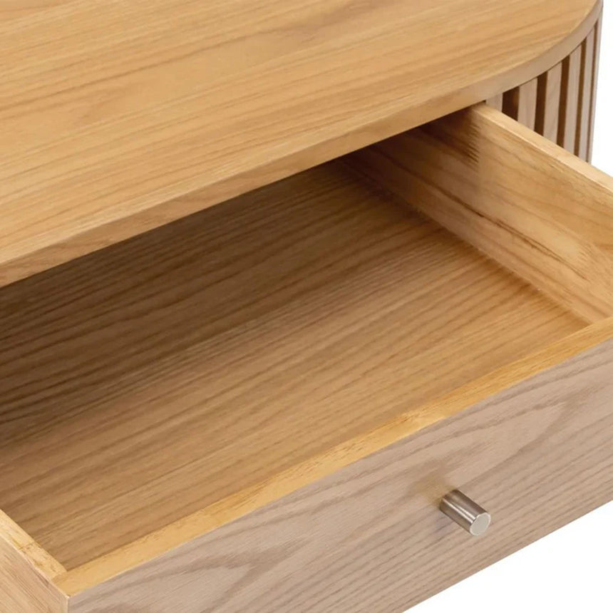 Soho Oak 1 Drawer Slatted Oval Coffee Table