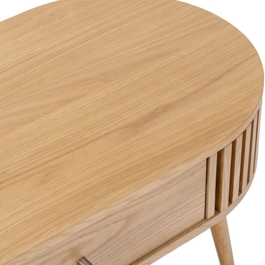 Soho Oak 1 Drawer Slatted Oval Coffee Table