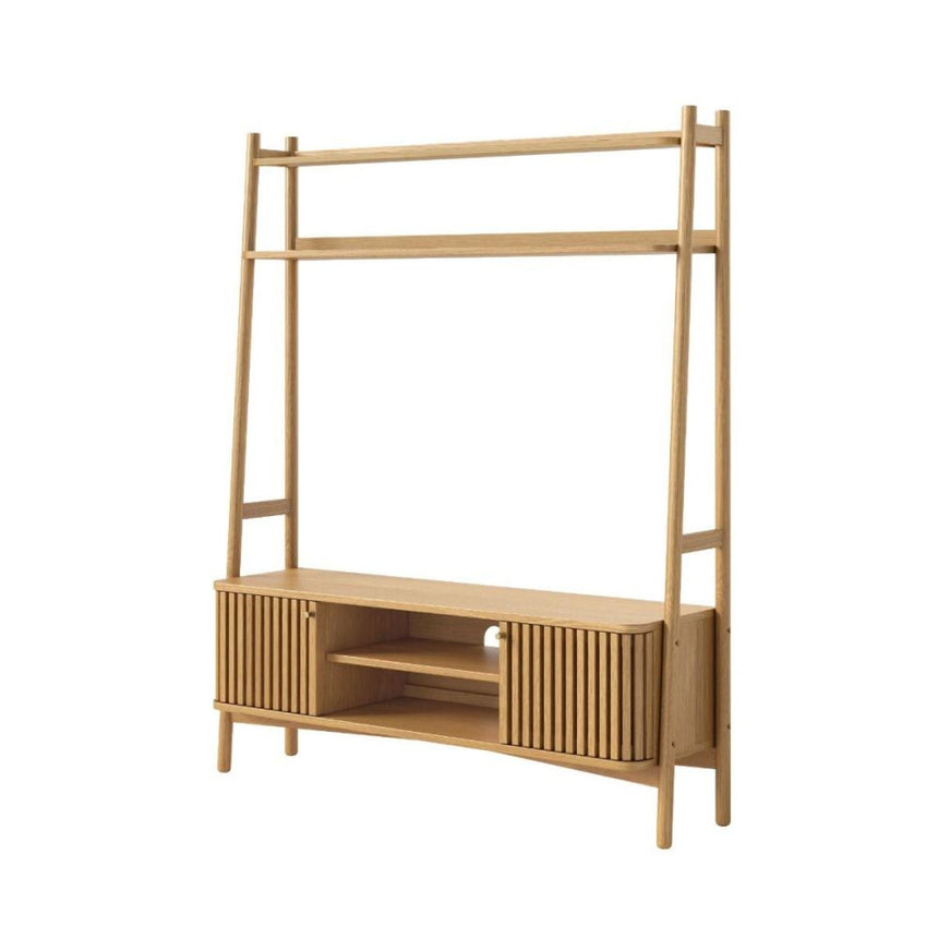 Soho Oak Slatted Ladder Storage TV Unit-2