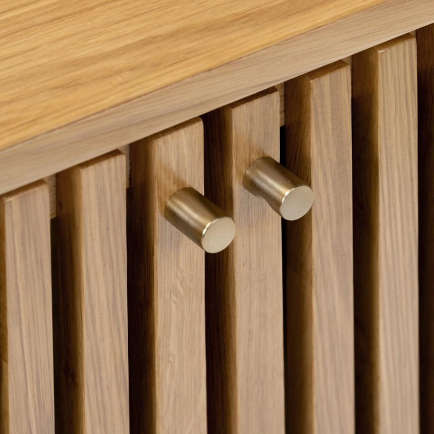 Soho Oak 2 Door Slatted Bedside Table-6