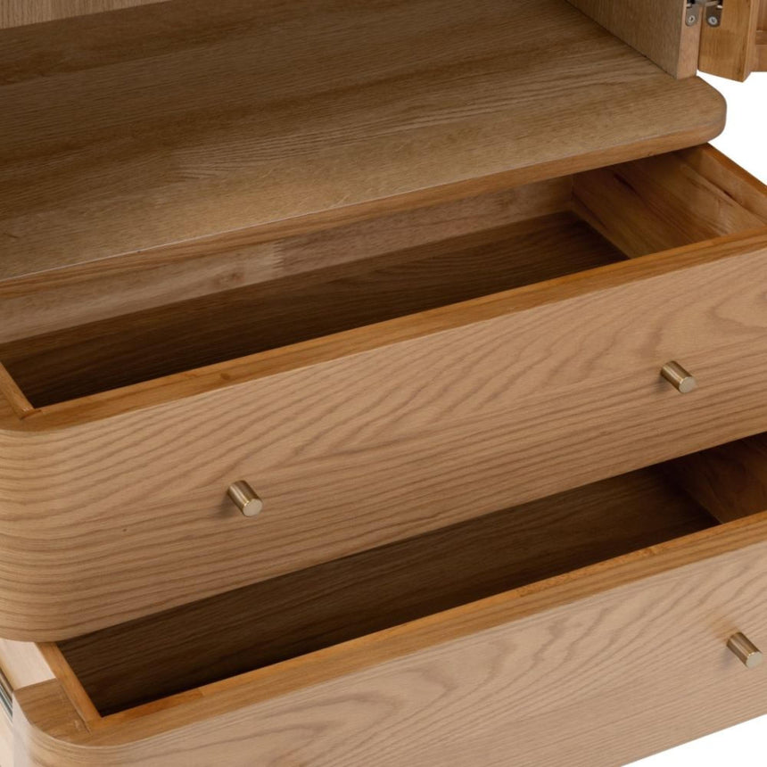 Soho Oak 2 Door Slatted Shoe Cabinet-5
