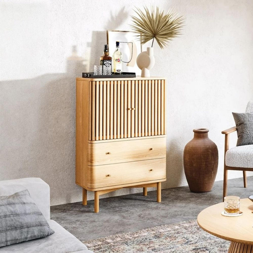 Soho Oak 2 Door Slatted Shoe Cabinet-6