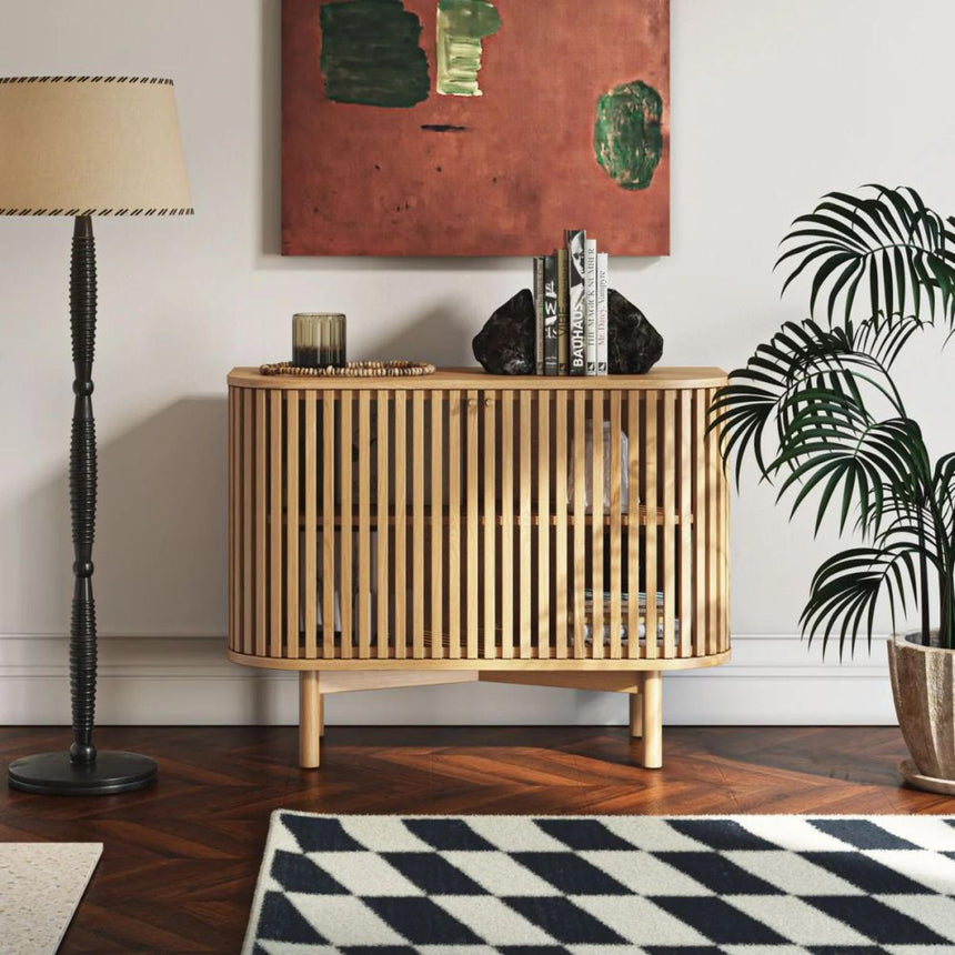 Soho Oak 2 Door Slatted Small Sideboard-7