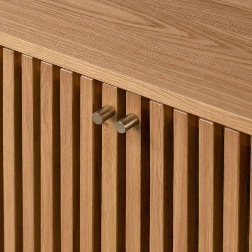 Soho Oak 4 Door Slatted Large Sideboard-6