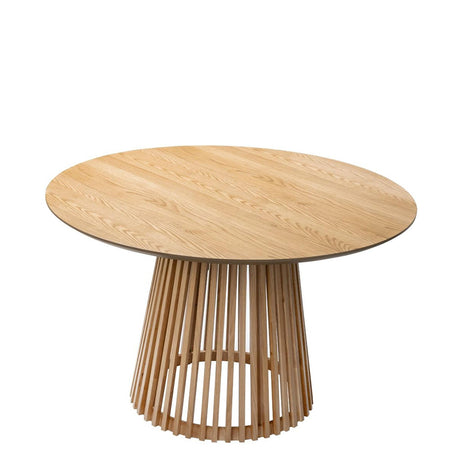 Soho Oak 4 Seater Round Dining Table with Slatted Base - 120cm